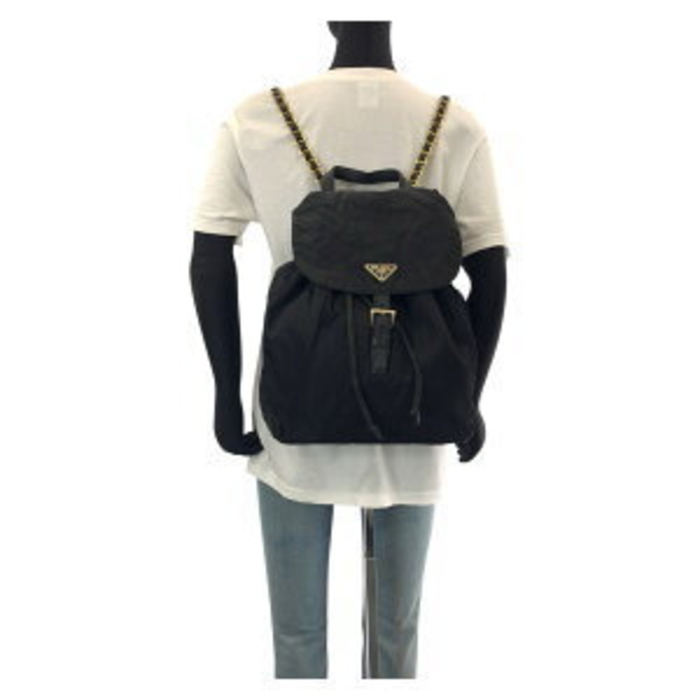 Prada Tessuto Triangular Chain Shoulder Black Nyl… - image 6